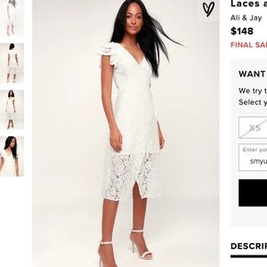 Laces and Paper Flowers White Lace Wrap Midi Dress